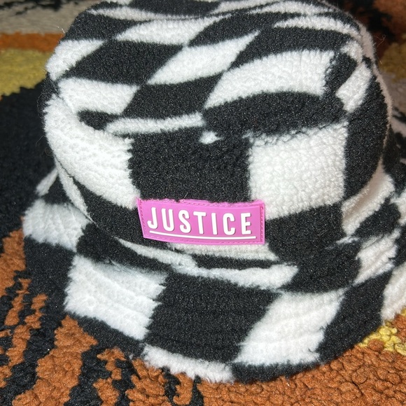 Cool Kid, JUSTICE, fuzzy checkerboard, bucket hat!! - Picture 2 of 9